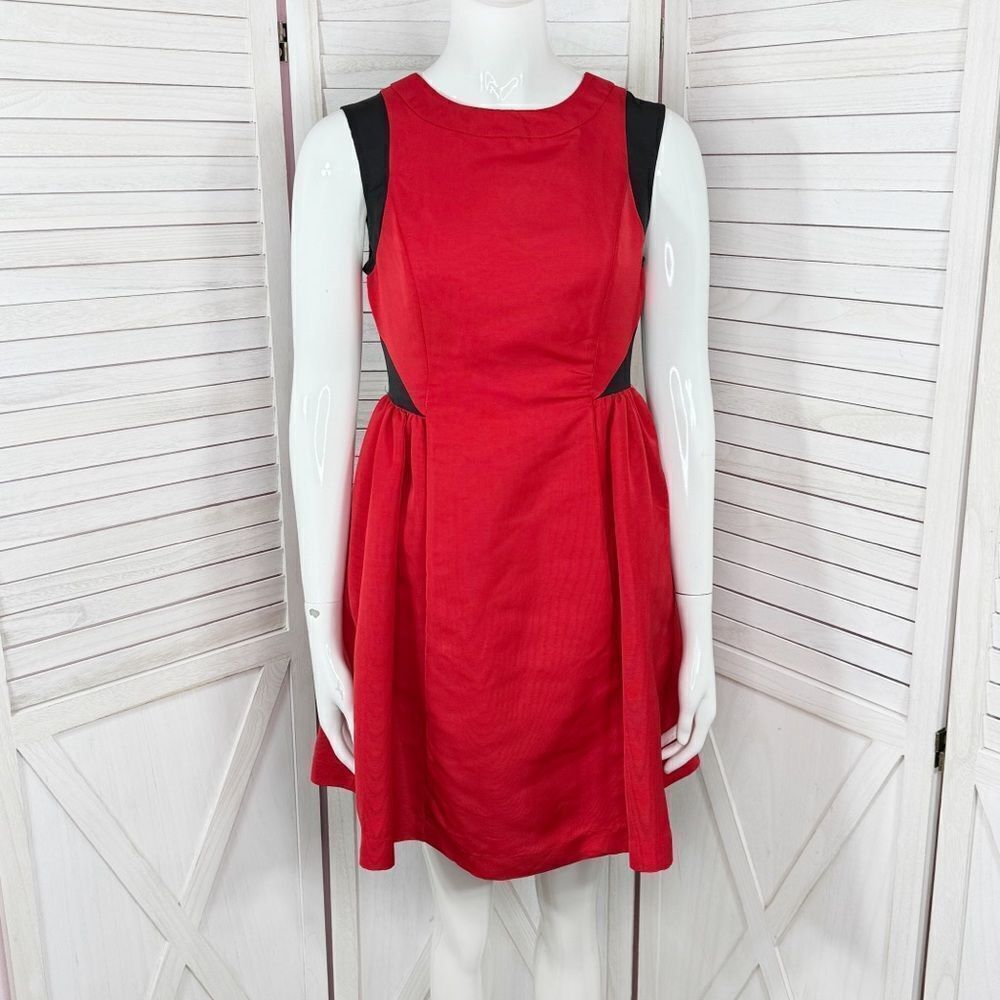 Prabal Gurung‎ Target Colorblock Fit And Flare Sleeveless Party Mini Dress Red 2